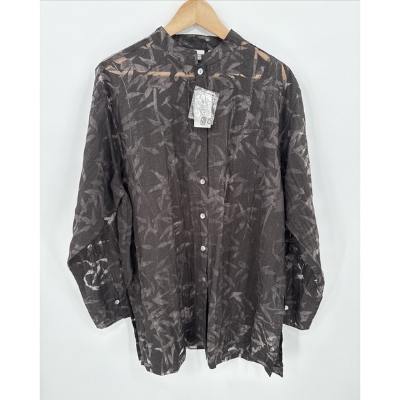 Chico's Tops - Vintage Chico's Womens Brown Sheer Oriental Button Up Top Size 3/XL Tunic Layer